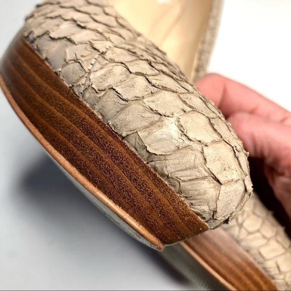 Calvin Klein Kendall fish skin textured scaly stilettos platform tan beige sand - Picture 10 of 13